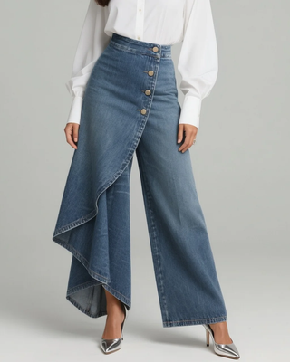 Abigail - Jeans de denim de corte slim con diseño envolvente