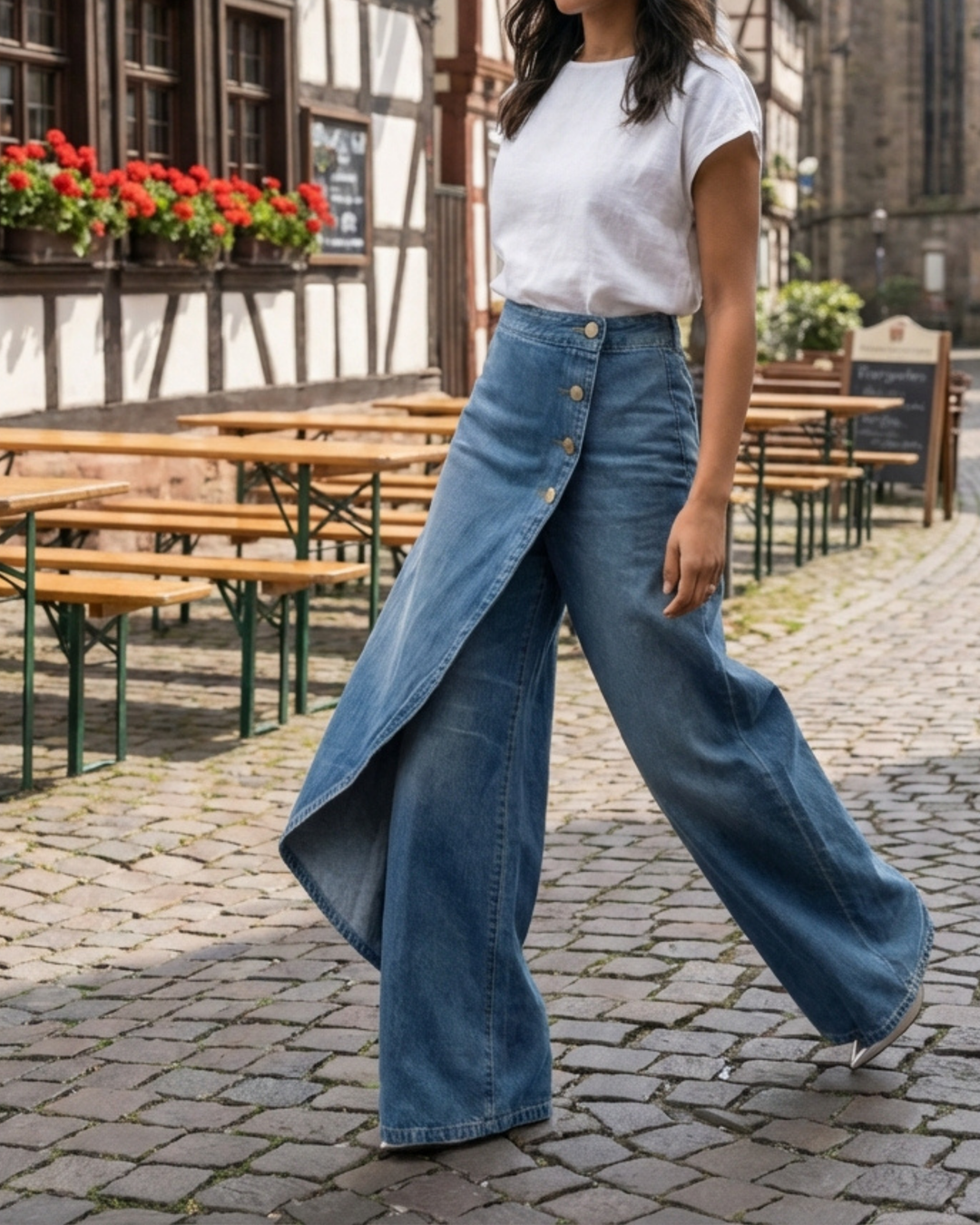 Abigail - Jeans de denim de corte slim con diseño envolvente
