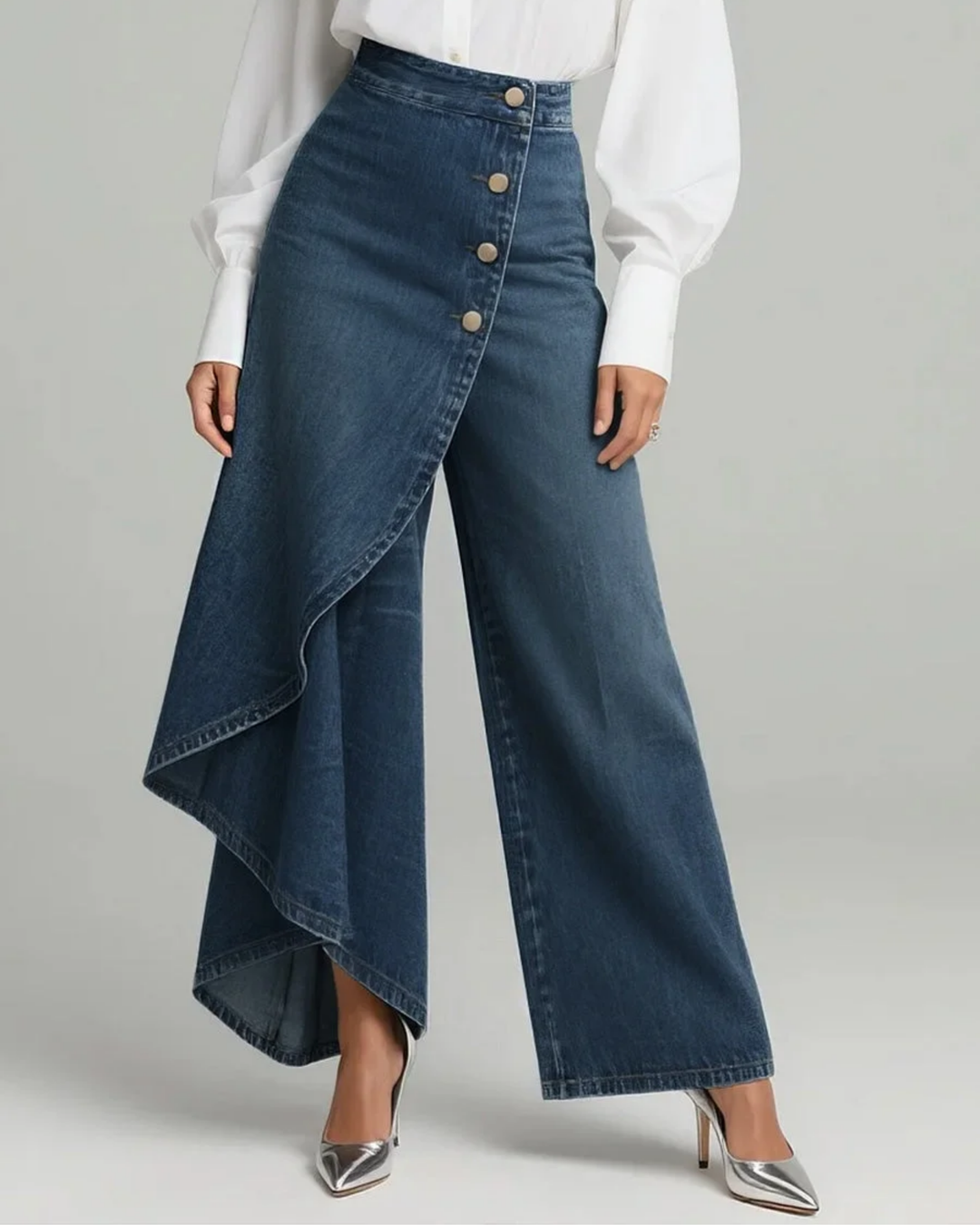 Abigail - Jeans de denim de corte slim con diseño envolvente