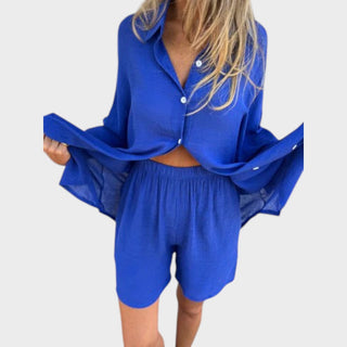 Conjunto de camisa y pantalones cortos de lino Nora — Estilo veraniego sin esfuerzo (SOLO HOY 3X2)