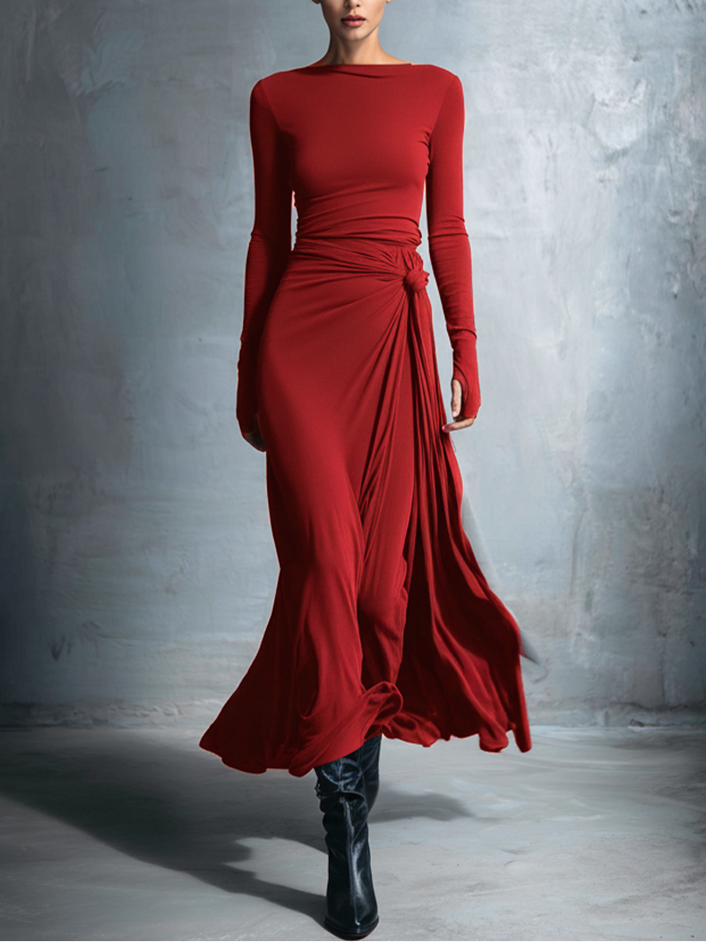 Vittoria - Vestido largo con nudo lateral