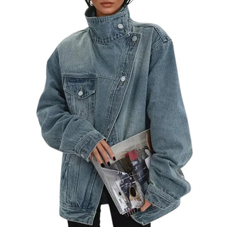 Cleo - Chaqueta urbana asimétrica con botones, diseño moderno