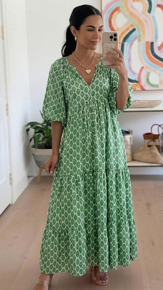Vestido Maxi Verde Bohemio