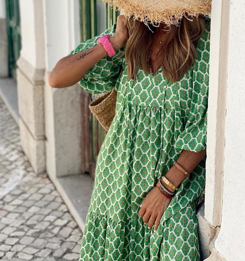 Vestido Maxi Verde Bohemio