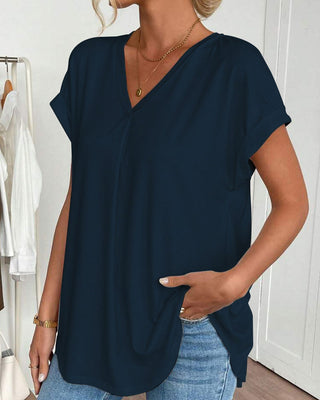 Blusa plisada de manga corta para mujer - chic y femenina