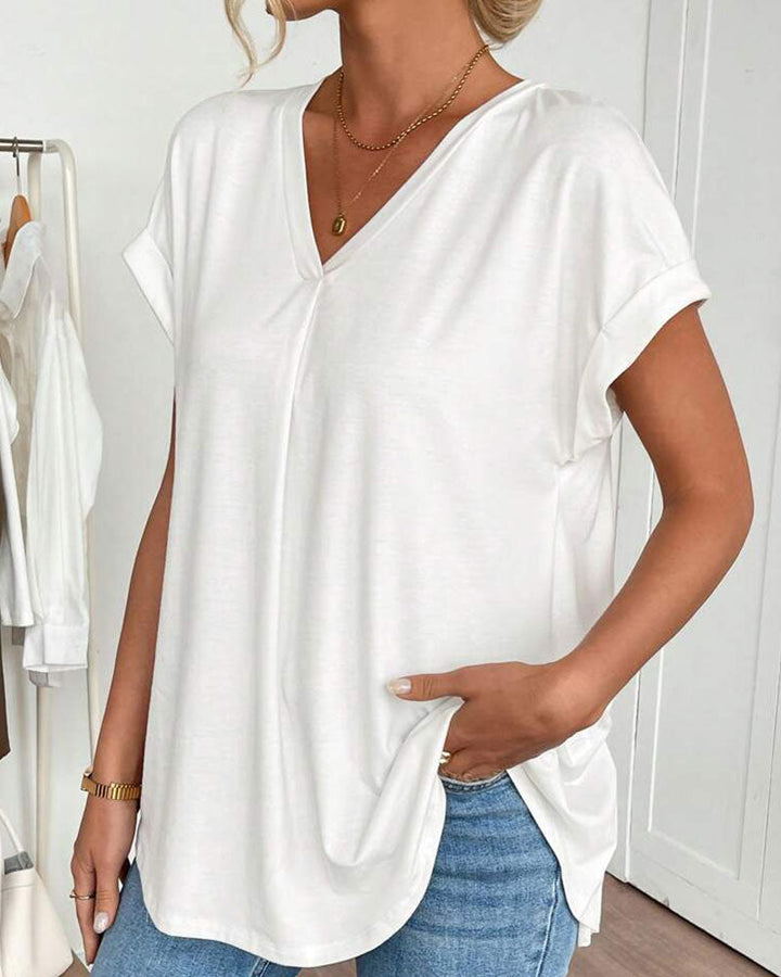Blusa plisada de manga corta para mujer - chic y femenina