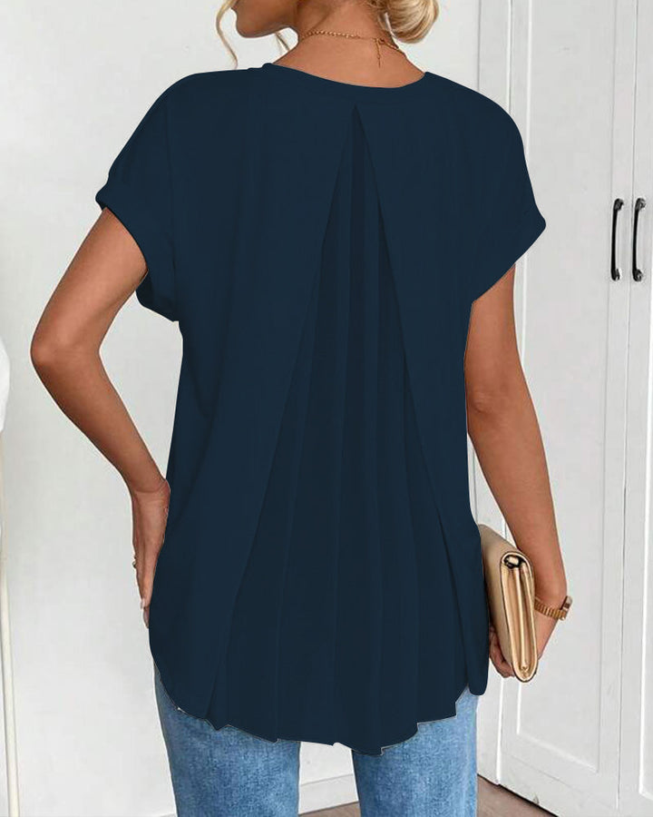 Blusa plisada de manga corta para mujer - chic y femenina