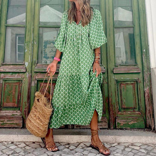 Vestido Maxi Verde Bohemio