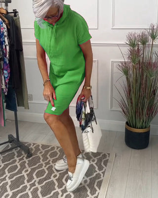 Nyla | Vestido casual de manga corta suave y cómodo con capucha