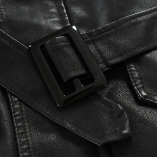Cazadora motera larga de piel