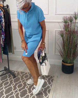 Nyla | Vestido casual de manga corta suave y cómodo con capucha