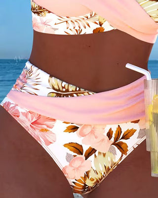 Becky Bikini con estampado floral y recortes de alto contraste