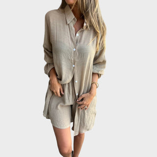 Conjunto de camisa y pantalones cortos de lino Nora — Estilo veraniego sin esfuerzo (SOLO HOY 3X2)