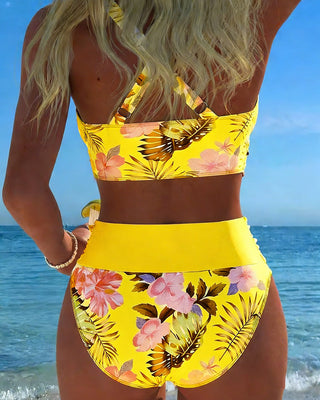 Becky Bikini con estampado floral y recortes de alto contraste