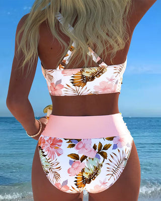 Becky Bikini con estampado floral y recortes de alto contraste