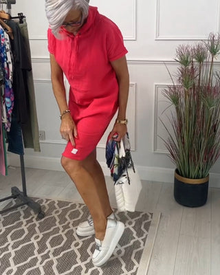 Nyla | Vestido casual de manga corta suave y cómodo con capucha