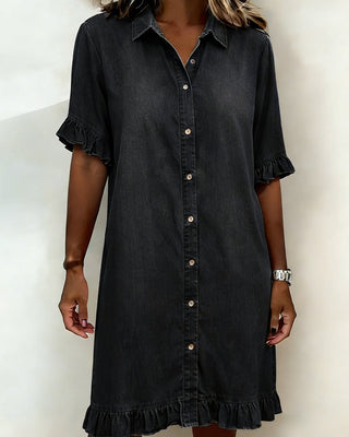 Josefina | Vestido de denim cómodo con fruncido favorecedor