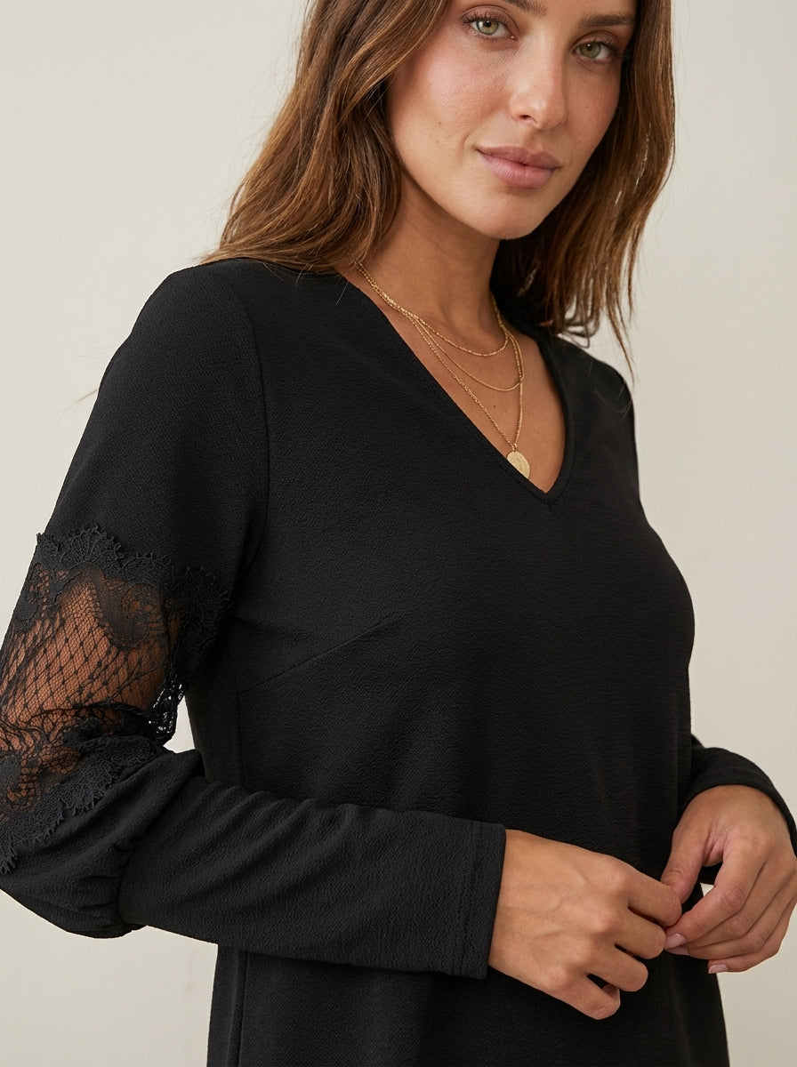 Eva - Vestido Elegante en Encaje con Escote en V