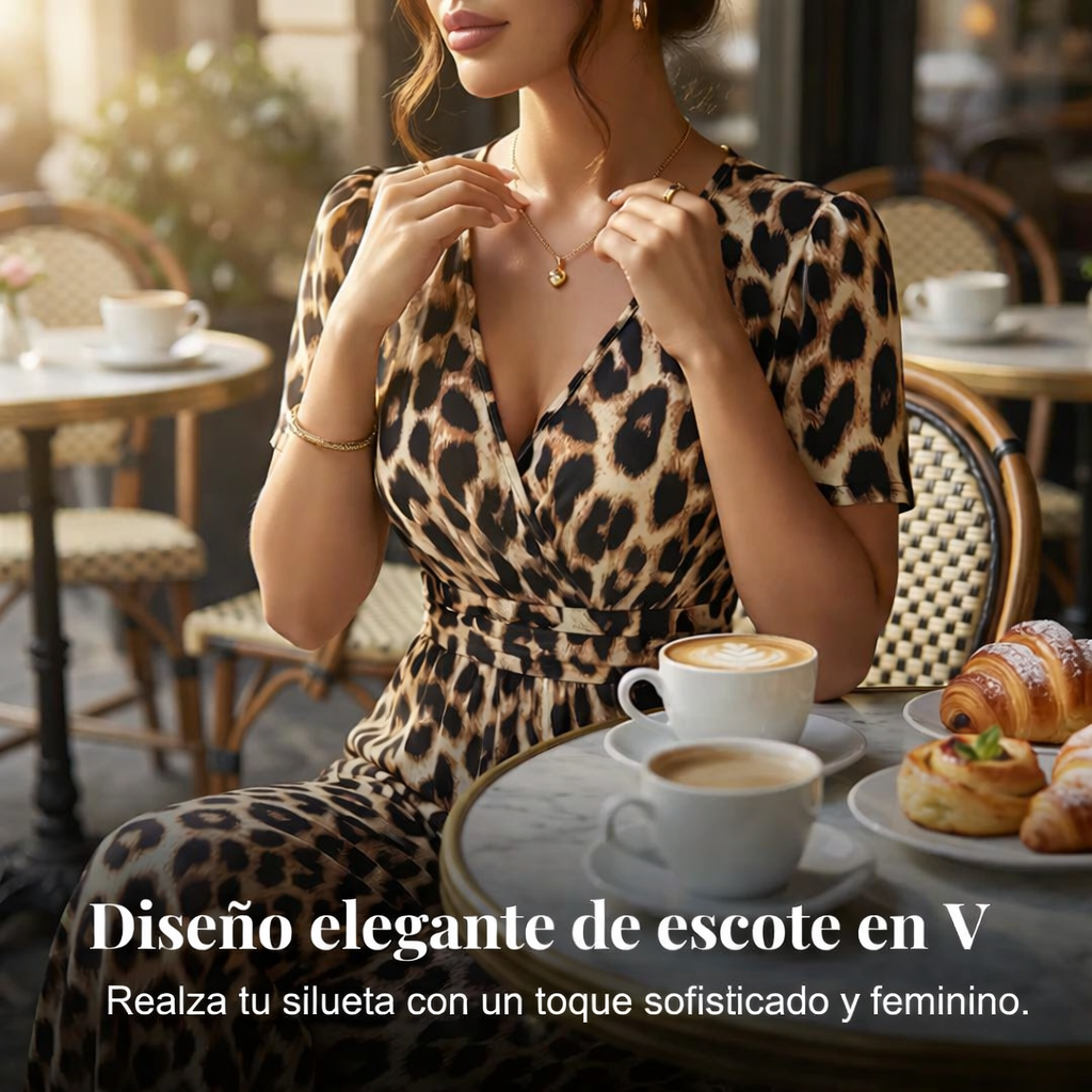 🎁Novedad: 50 % de descuento 💥 Mono con escote en V y piernas anchas, estampado de leopardo
