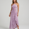 Ariadna | Vestido largo plisado con volantes