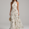Mariluz | Vestido largo floral con cuello Halter