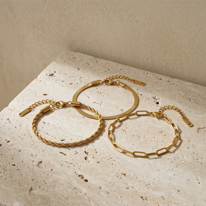 Esential | Conjunto de pulseras chapadas en oro de 18 quilates
