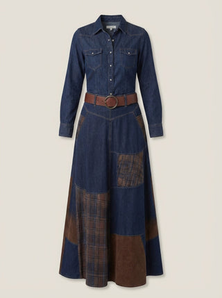 Azucena - Vestido Maxi de Ante con Cinturón