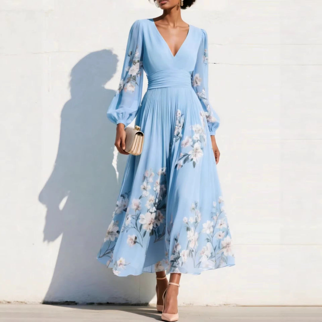 Serafina – vestido plisado con escote en V
