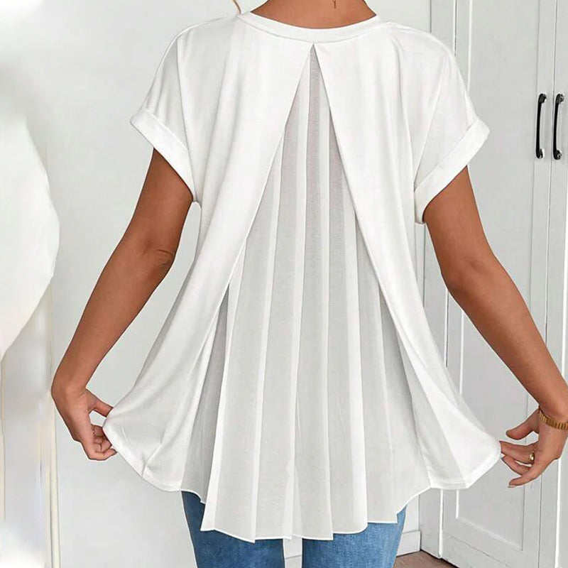 Blusa plisada de manga corta para mujer - chic y femenina