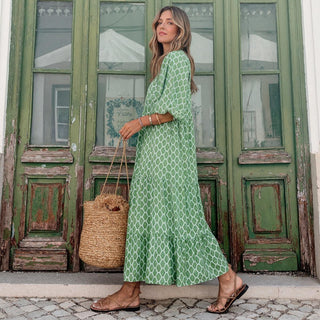 Vestido Maxi Verde Bohemio
