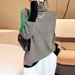 Clémence - Jersey de cuello alto con rayas en contraste