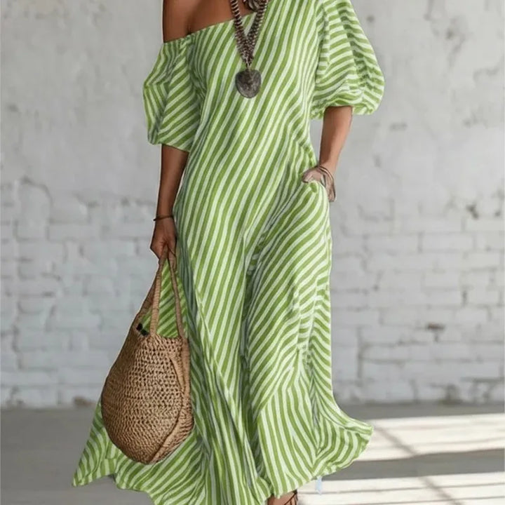 Vestidos Maxi Elegantes de Verano con Estampado a Rayas