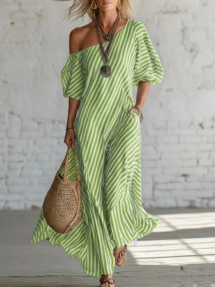 Vestidos Maxi Elegantes de Verano con Estampado a Rayas