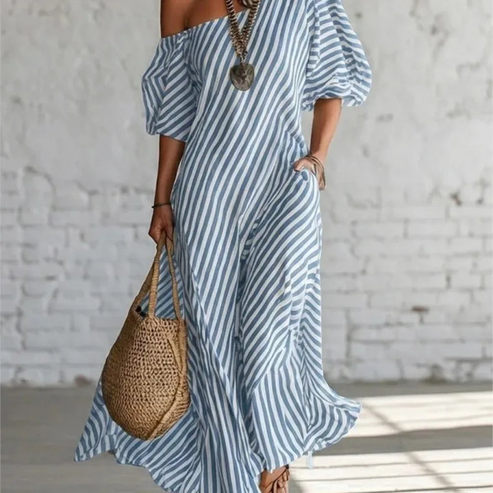Vestidos Maxi Elegantes de Verano con Estampado a Rayas