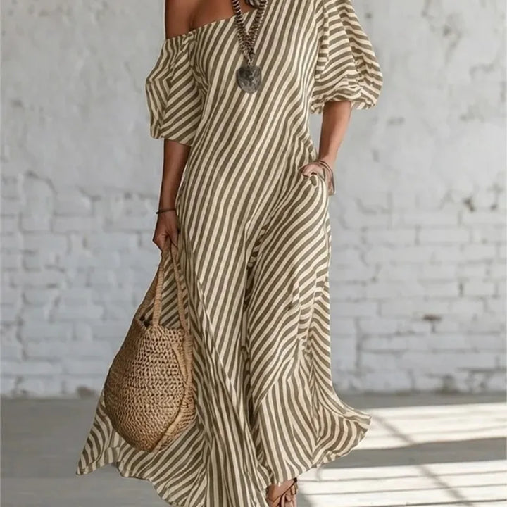 Vestidos Maxi Elegantes de Verano con Estampado a Rayas