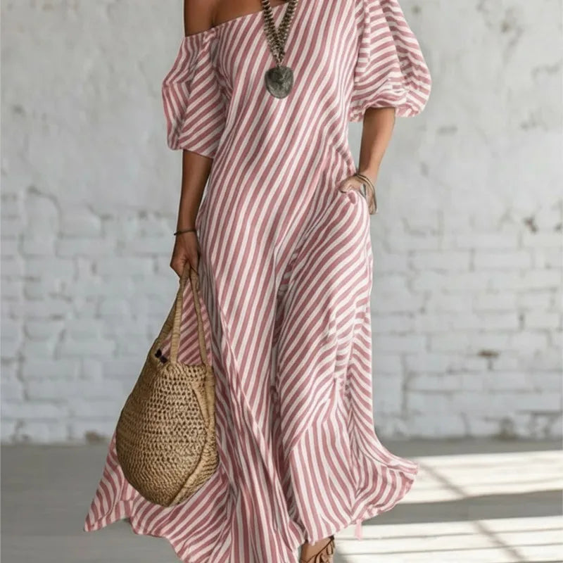 Vestidos Maxi Elegantes de Verano con Estampado a Rayas