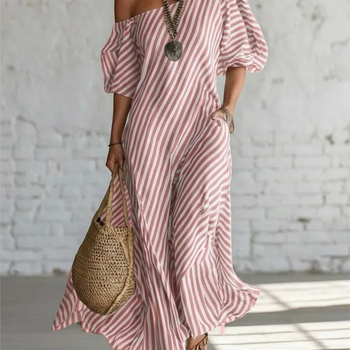 Vestidos Maxi Elegantes de Verano con Estampado a Rayas