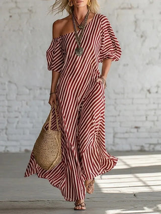 Vestidos Maxi Elegantes de Verano con Estampado a Rayas