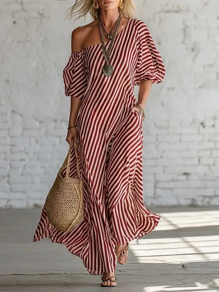Vestidos Maxi Elegantes de Verano con Estampado a Rayas