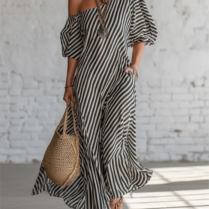 Vestidos Maxi Elegantes de Verano con Estampado a Rayas
