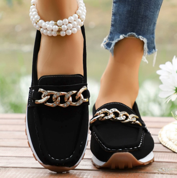 ELLE | Mocasines Ortopédicos con Hebilla de Diamantes
