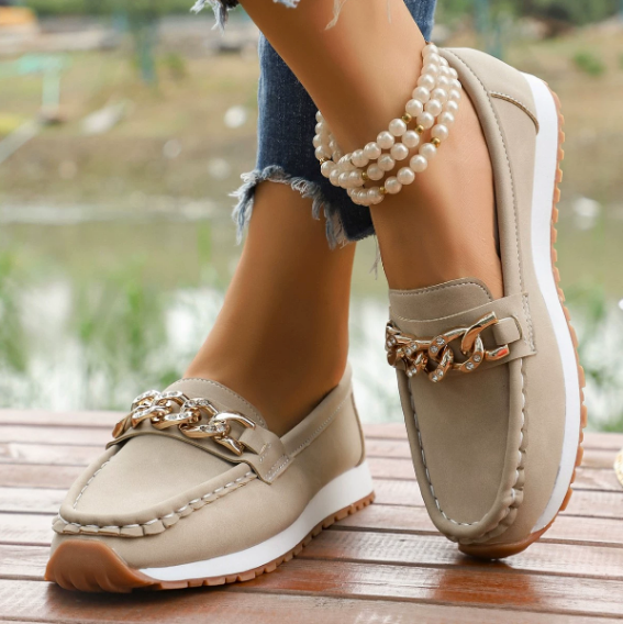 ELLE | Mocasines Ortopédicos con Hebilla de Diamantes