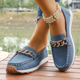 ELLE | Mocasines Ortopédicos con Hebilla de Diamantes