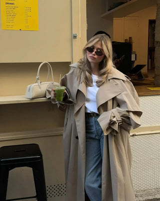 Gabardina larga con cordones para mujer