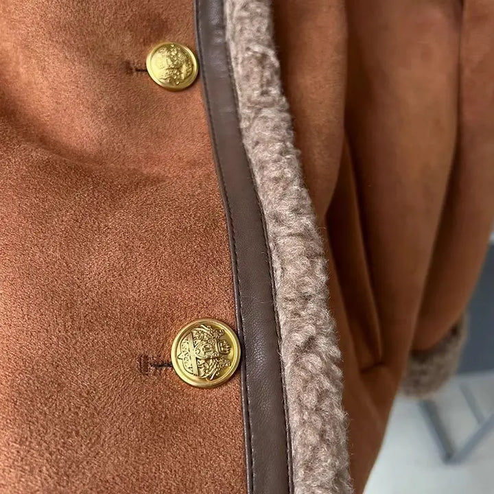 Chaqueta corta de piel sintética para mujer