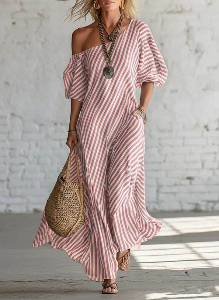 Vestidos Maxi Elegantes de Verano con Estampado a Rayas