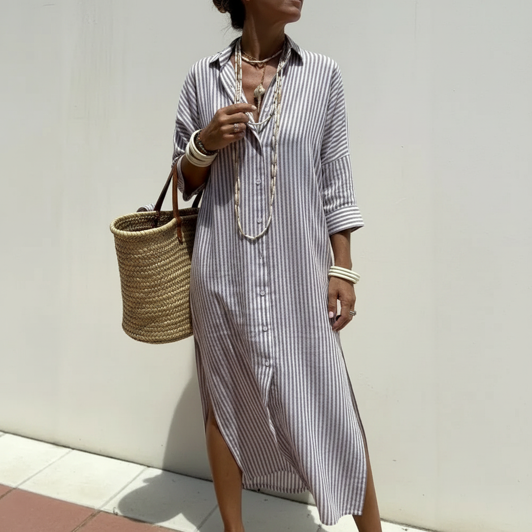 Bellavita™ Vestido con rayas verticales – ajuste fluido que favorece la silueta