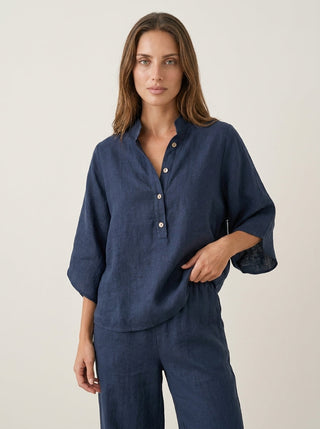 Maribel - Conjunto de Lino con Mangas Murciélago y Pantalón Ancho