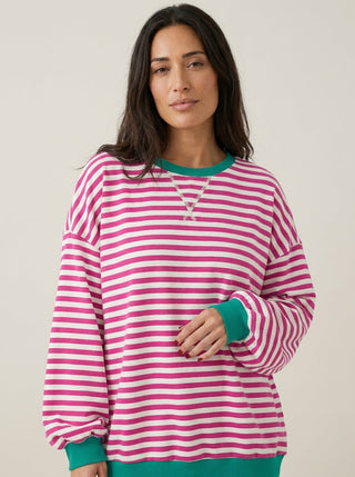 Isabella - Camiseta Manga Larga a Rayas con Cuello Redondo