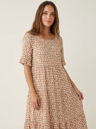 Zara - Vestido Midi de Manga Corta